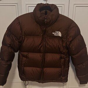 north face 1996 retro nuptse jacket brown womens in dark oak